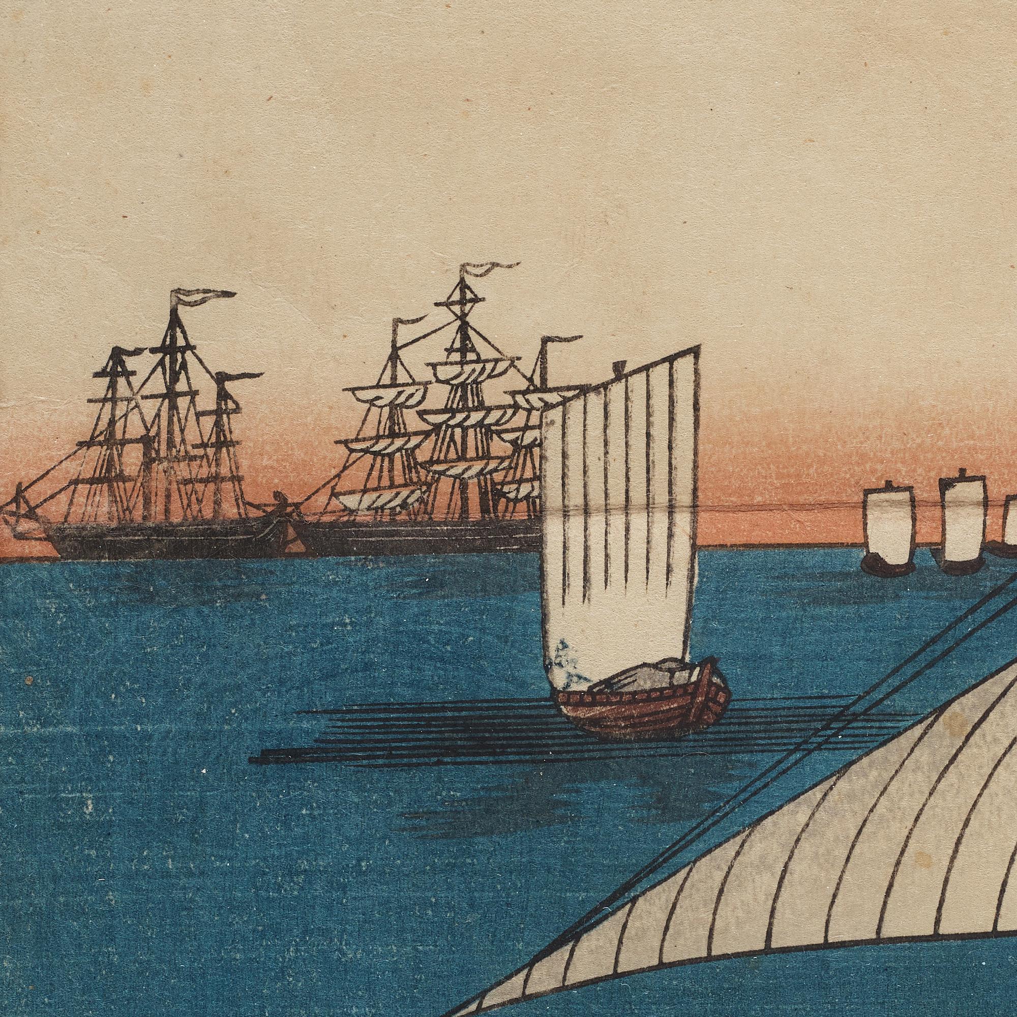 YOSHIKAZU (act.1850-1870), triptych, color woodblock print. Japan, 1861.