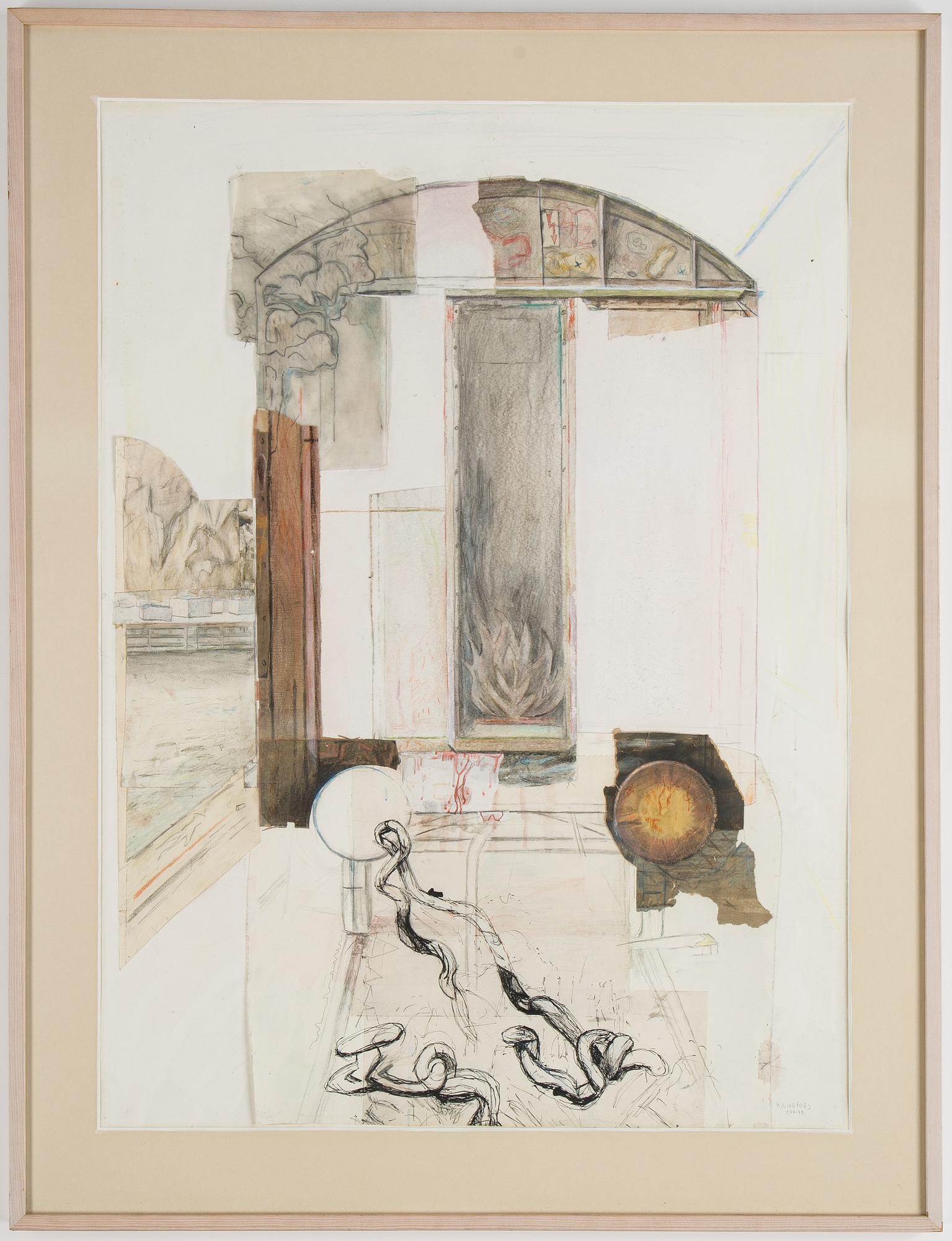 Kent Lindfors, blandteknik och collage, signerad och daterad 1977-79.