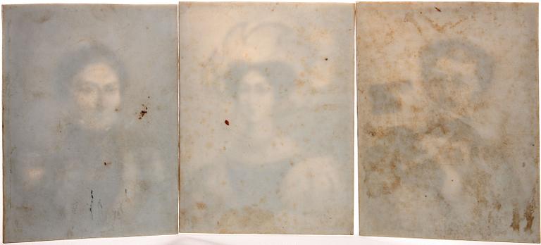 LITOFANIPLATTOR, 3 st. Karl-Johan, Desideria och Oscar I. 1800-talets första hälft.