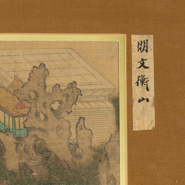 Unidentified artist, Landscape with pavillions, late Qing dynasty / around 1900.