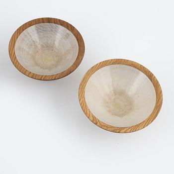 Magnus Ek, a set of five oak bowls for Oaxen Krog, 2020.