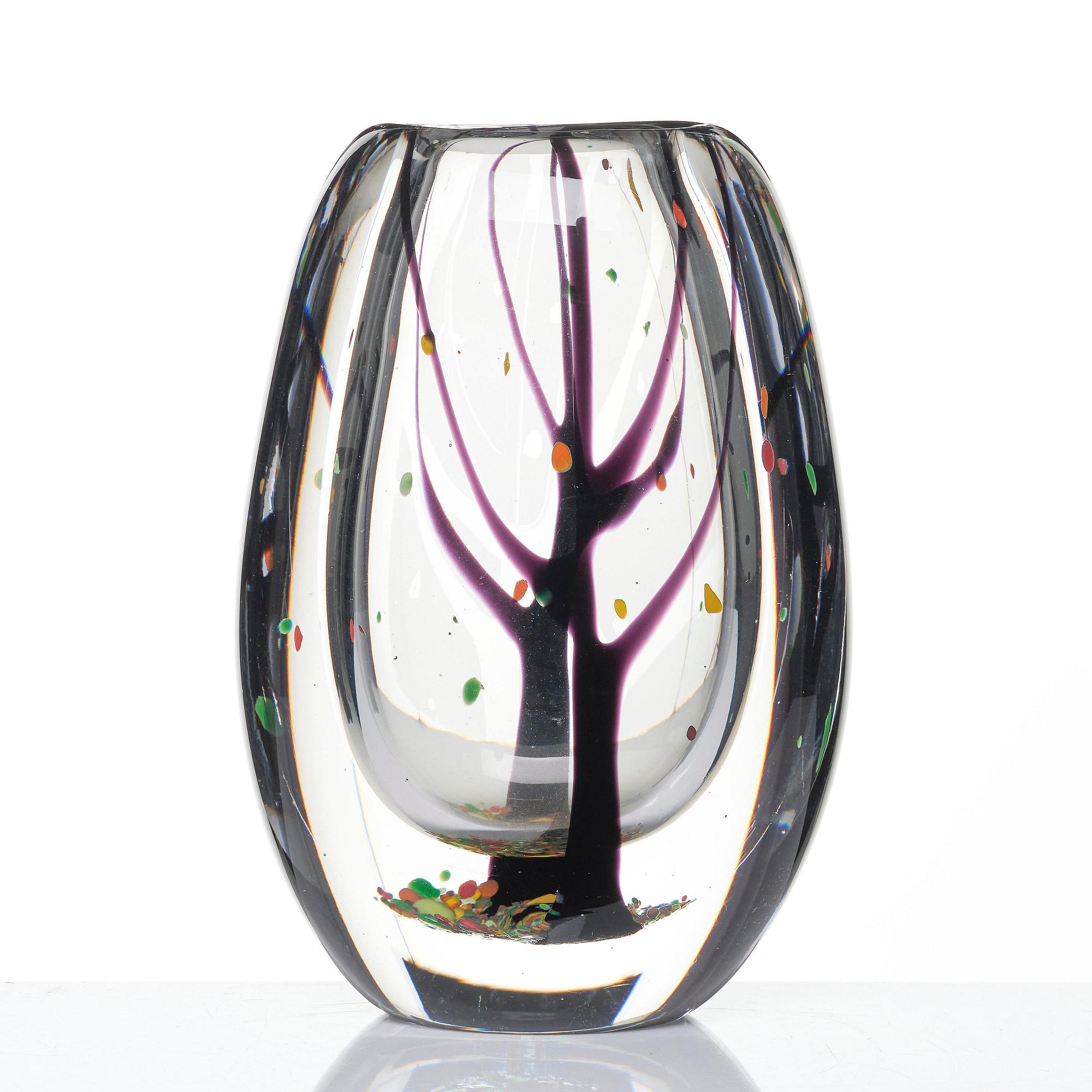Vicke Lindstrand, a glass vase "Autumn", Kosta 1950s/60s.