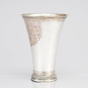 A Swedish 18th century parcel-gilt silver beaker, mark of Petter Gillberg, Varberg 1791.