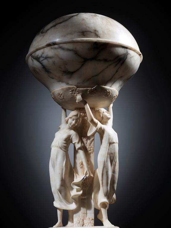 A R. Gremigni alabaster floor lamp, Italy, probably 1910-20's.