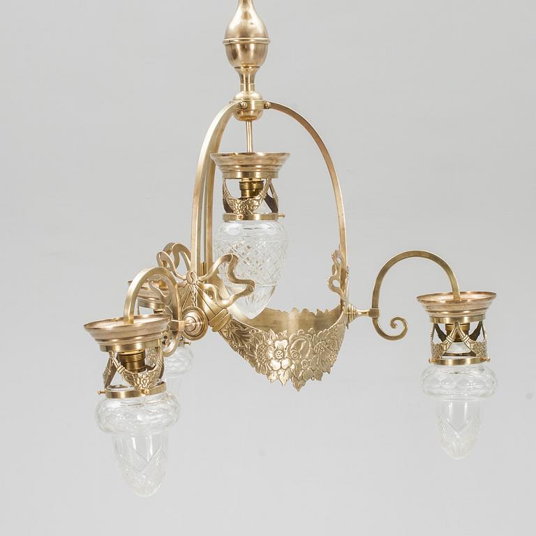 TAKLAMPA, mässing, JUGEND, 1900-talets början.