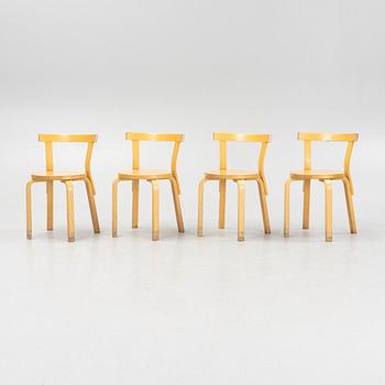 Alvar Aalto, four model 69 chairs, Artek, Finland, second half of the 20th Century.