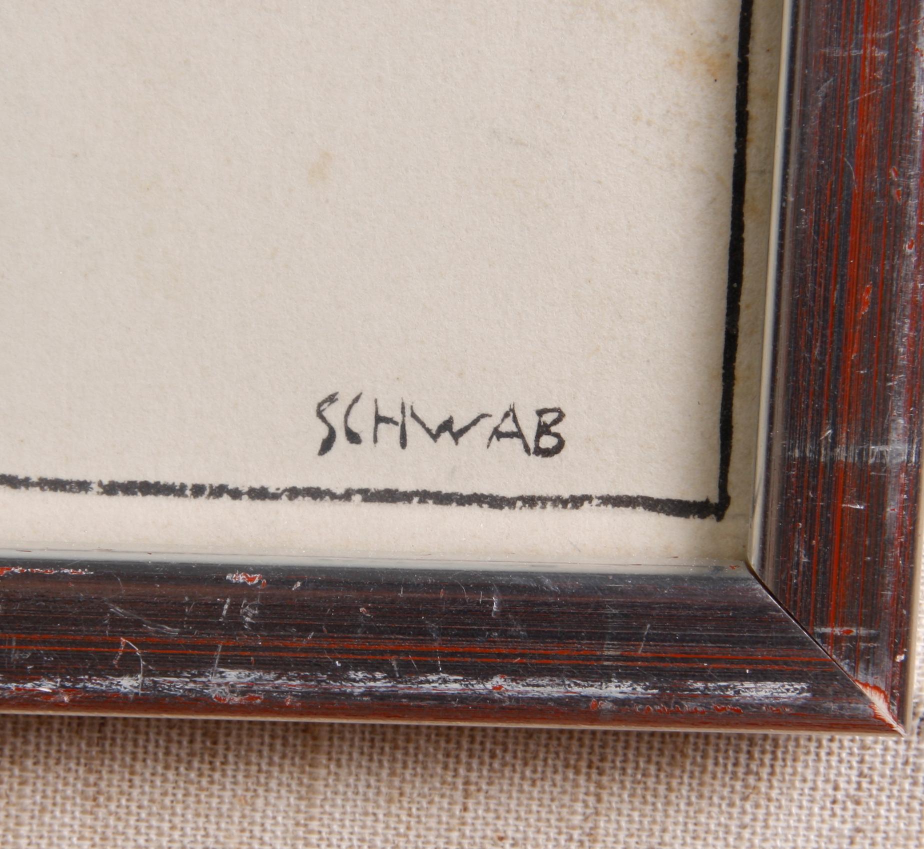 SCHWAB, EIGIL, blyertsteckning. sign.