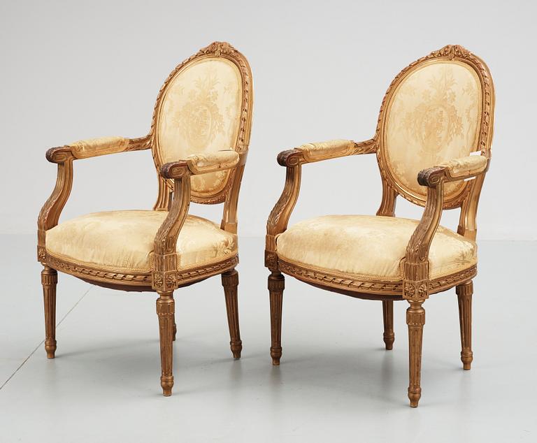 SALONGSGRUPP, 11 delar. Gustaviansk stil. 1900-tal.