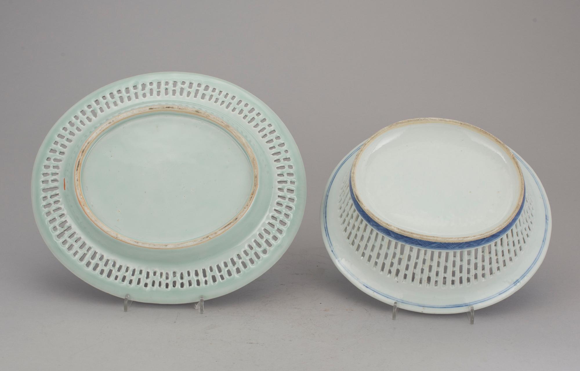 GALLERKORG med FAT, porslin tidigt 1800-tal. Kina.