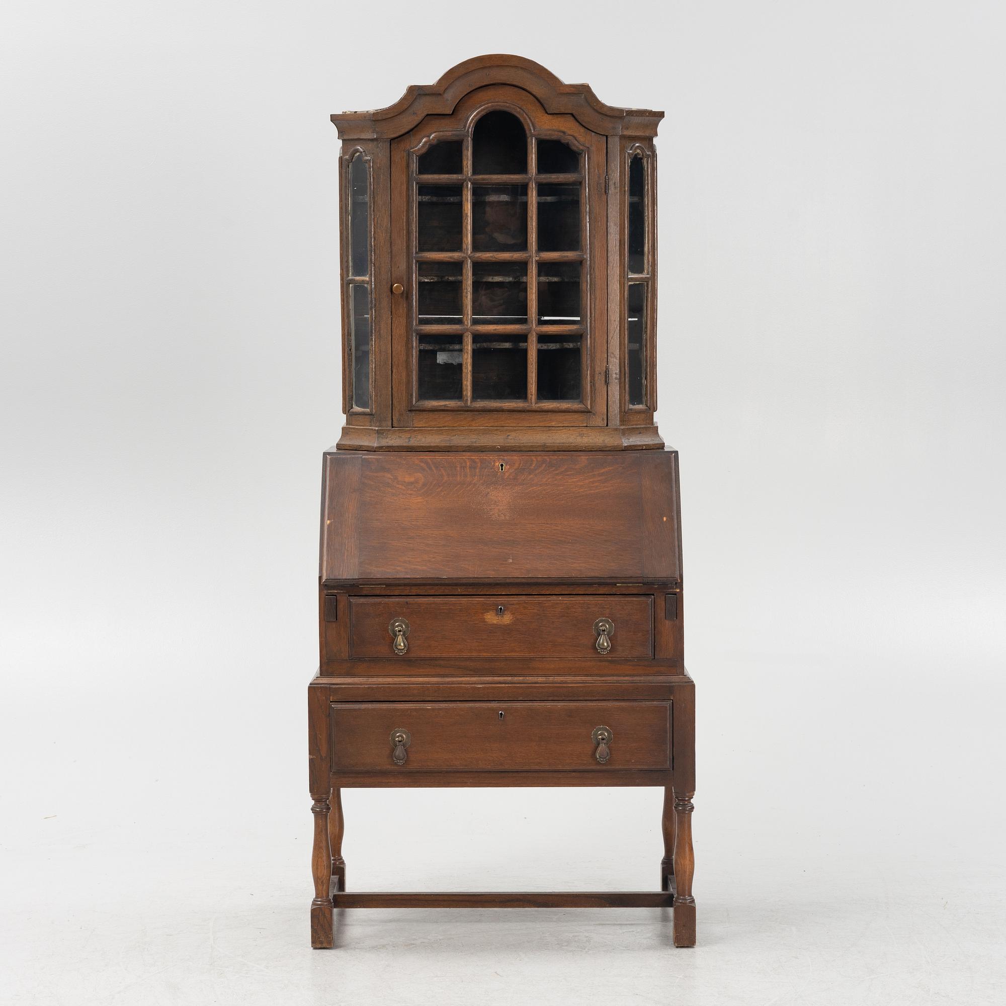Display cabinet, Germany, 18th/19th century, with later secretaire.