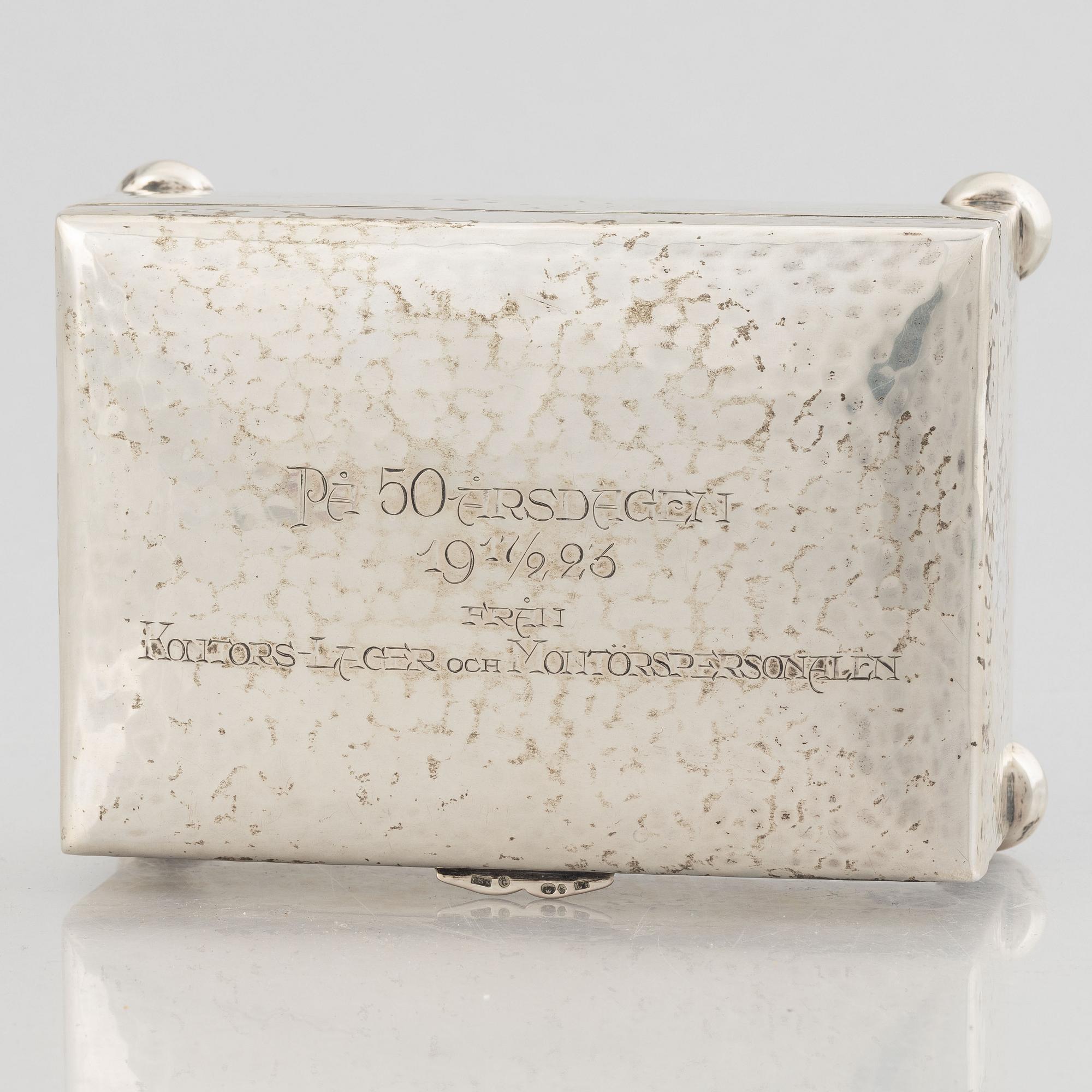 Skrin, silver, svensk importstämpel, omkring 1923.
