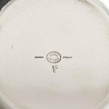 Georg Jensen, a sterling silver three-piece coffee set, Copenhagen, Denmark, after 1945, design no 80B and 80C.