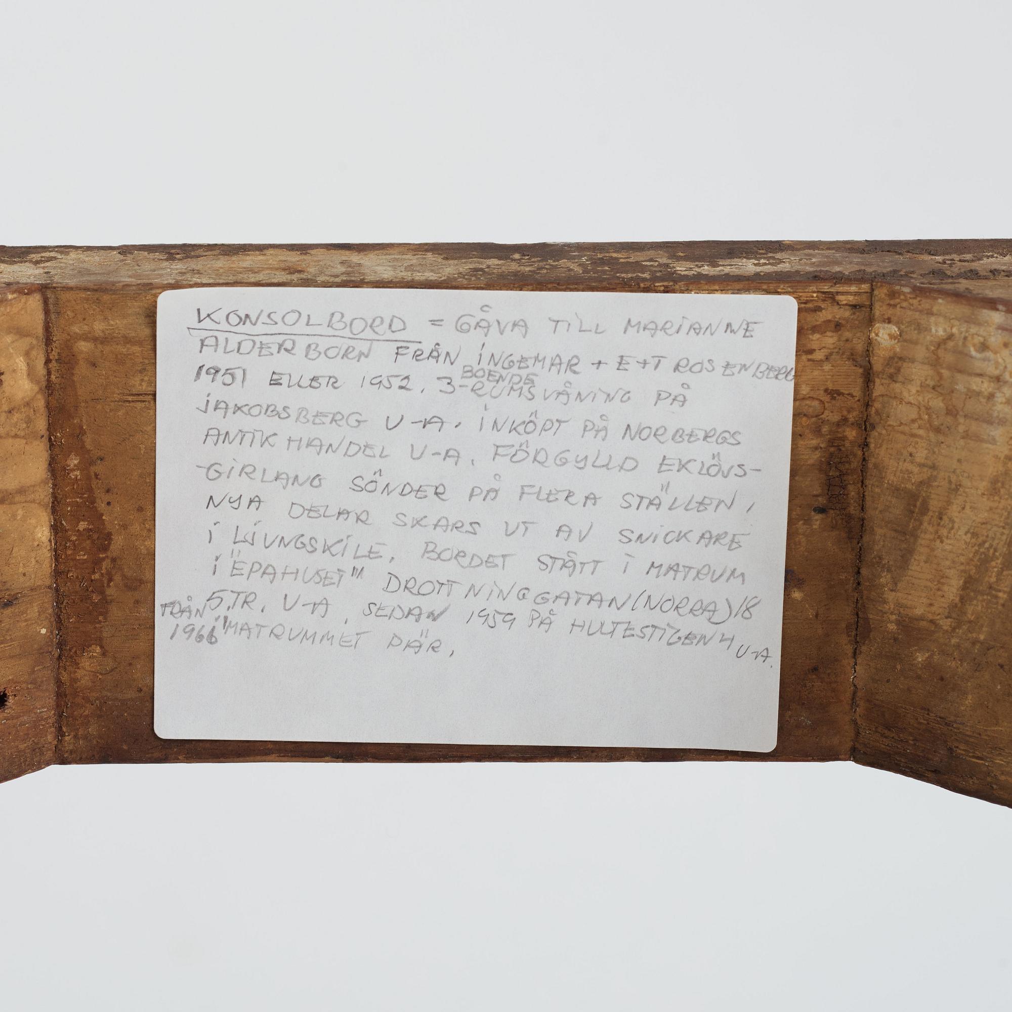 Konsolbord, Stockholmsarbete 1700-talets slut, Sengustavianskt.
