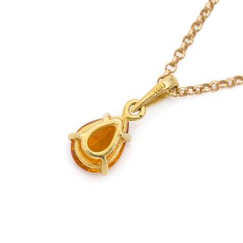 A circa 1,00ct pear shaped citrine pendant with chain.