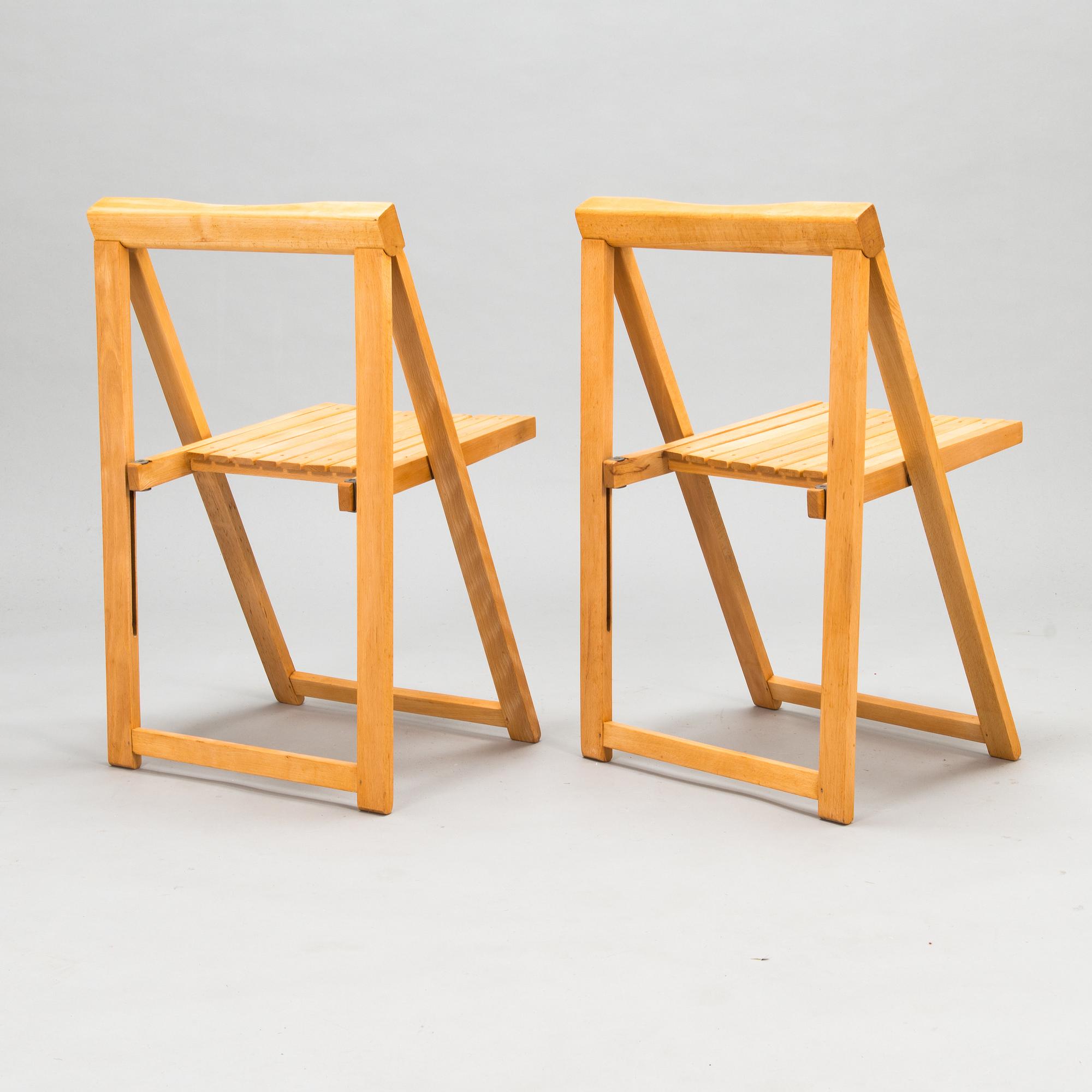 Aldo Jacober, Five 1970's 'Trieste' folding chairs for  Bazzani, Italy.