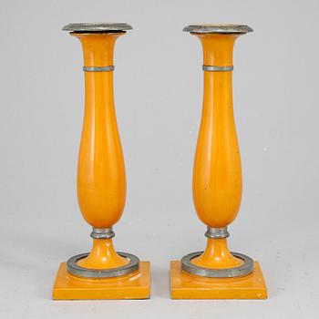 A pair of Biedermeier candlesticks, probably Germany, first half of the 19th century.