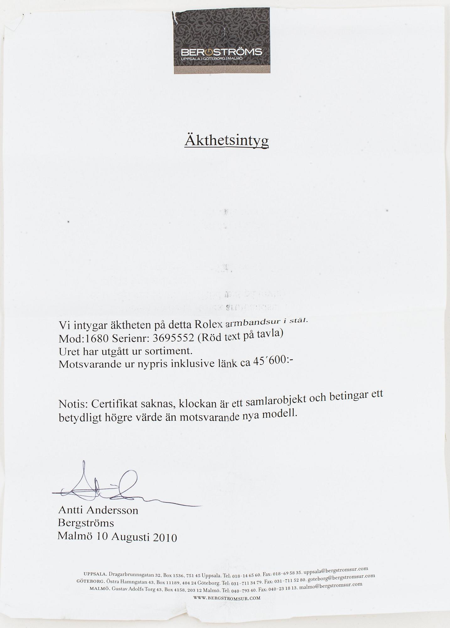 ROLEX, Submariner, "Red Mark VI".