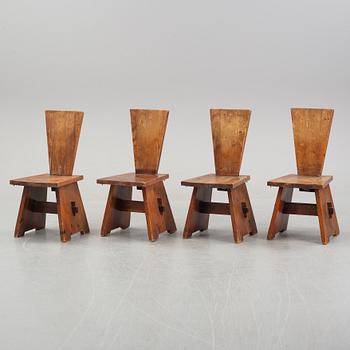 Four swedish 1930's pine chairs.