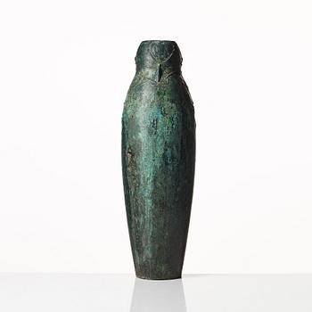 Hugo Elmqvist, an Art Nouveau green patinated bronze vase, Stockholm early 1900's.