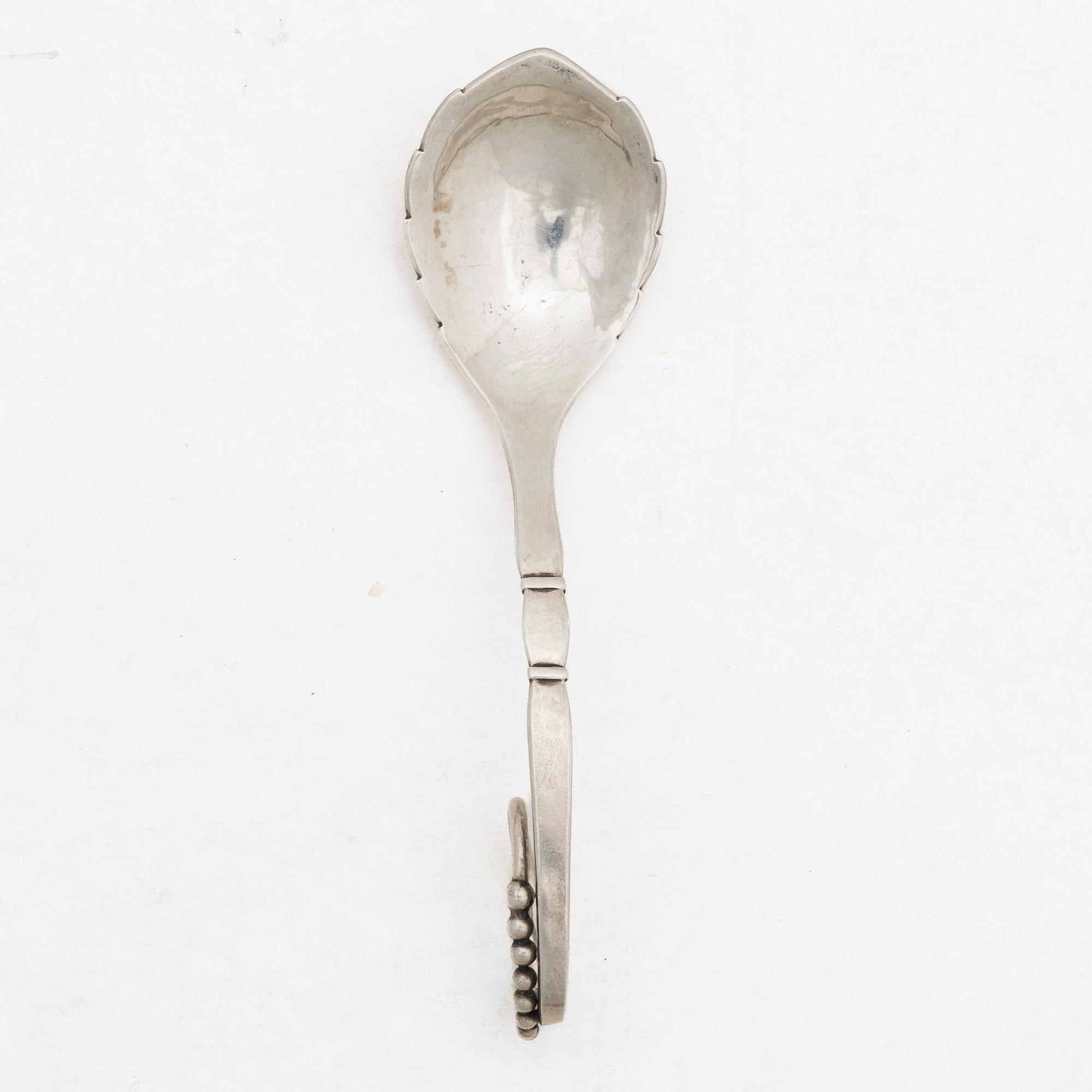 Georg Jensen, a 830/1000 silver serving spoon, Copenhagen, Denmark 1919-1927.