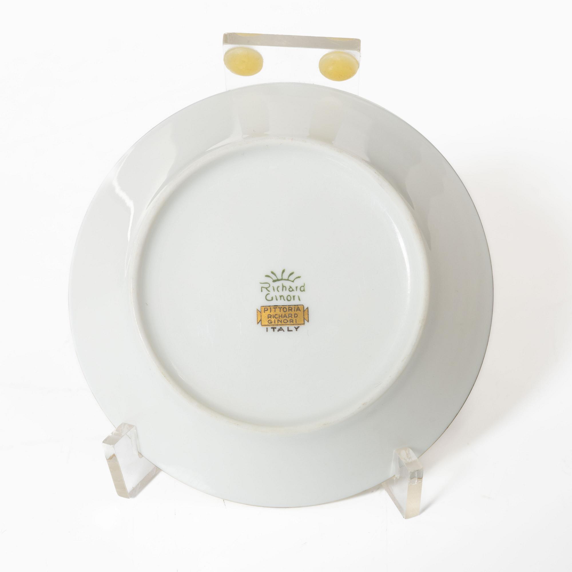 Richard Ginori, moccakoppar med fat, 10 st, porslin, "Fiesole", Italien, omkring år 2000.
