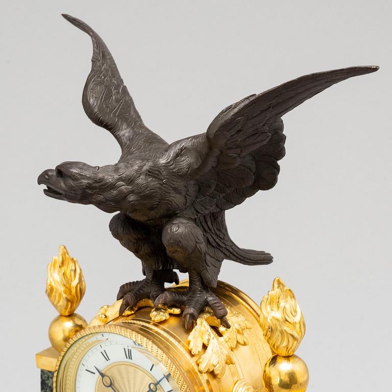 An Empire style table clock, late 19th century.