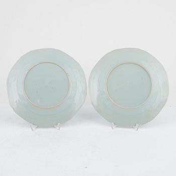 Tallrikar, sex stycken, kompaniporslin. Qingdynastin, Qianlong (1736-95).