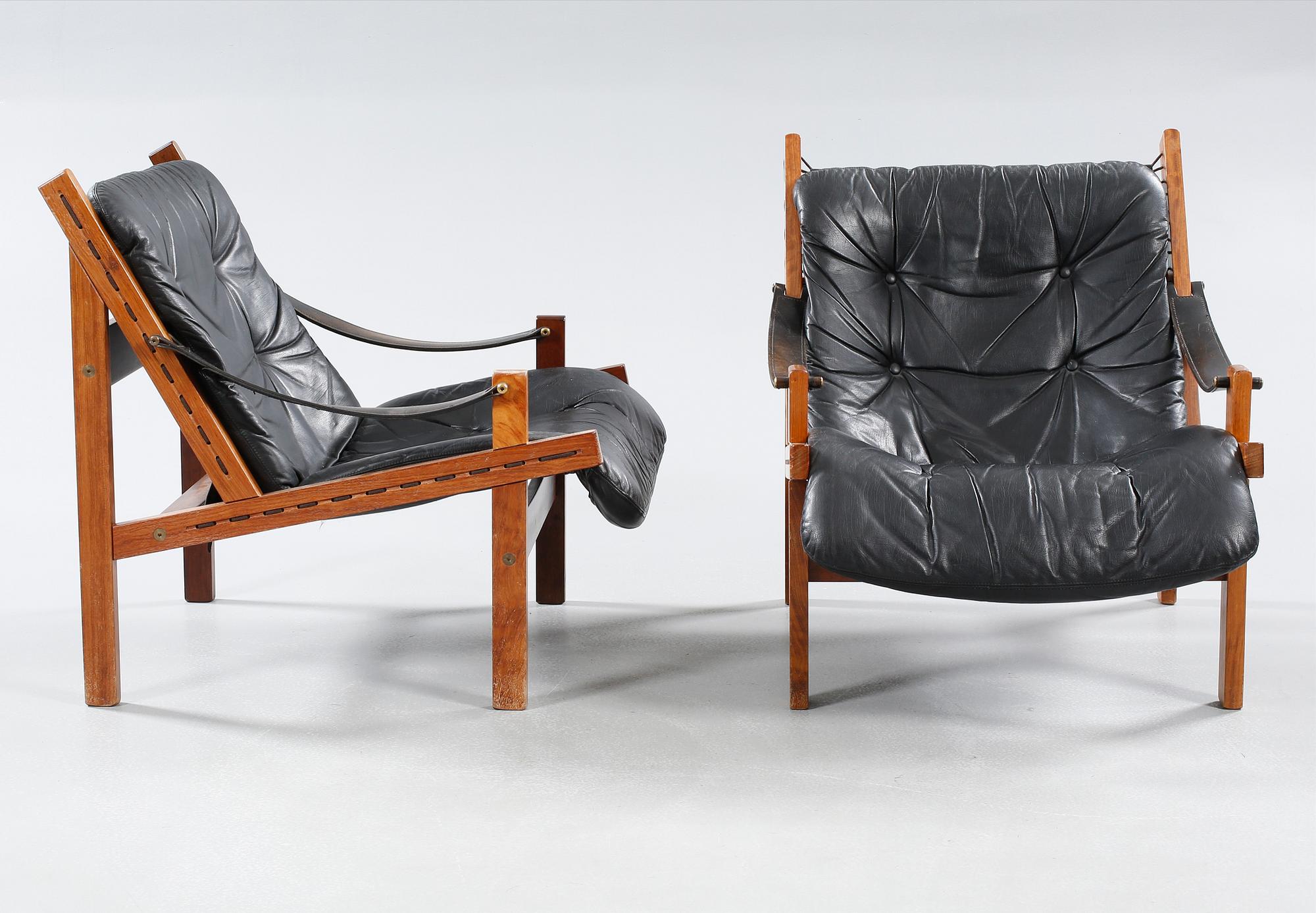 A pair of arm chairs by Torbjörn Afdal, "Hunter", Stranda industri, Bruksbo, Norway, 1960/0s.