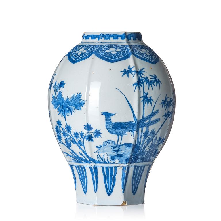 A Dutch faience jar, 18th century.