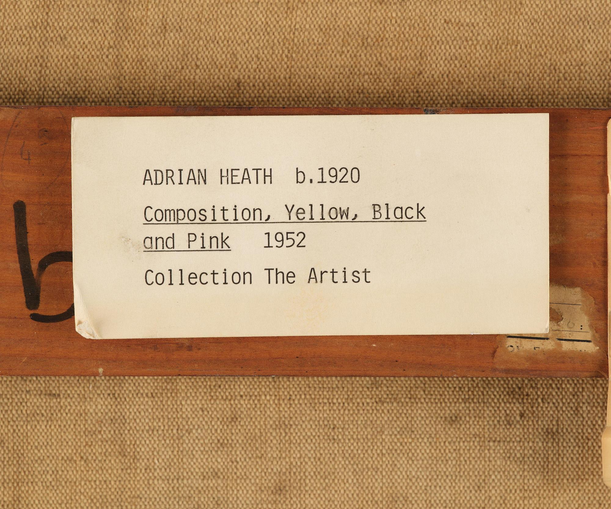 Adrian Heath, "Composition: Yellow, Black and Pink".