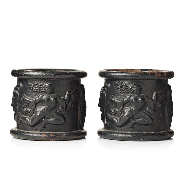 Anna Petrus, a pair of Swedish Grace cast iron jardinières "Blomkruka nr 1", Näfveqvarn, Sweden.