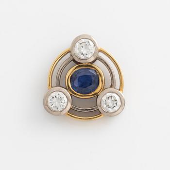 Gaudy, pendant with sapphires and brilliant-cut diamonds, two collier wires.