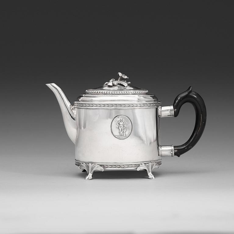 A Swedish 18th century silver tea-pot, marks of Johan Ekholm, Stockholm 1795.