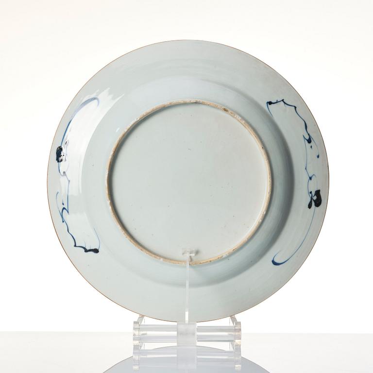 A blue and white dish, Qing dynasty, Yongzheng (1723-35).