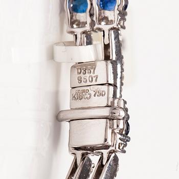 ARMBAND, 18K vitguld, saffirer ca 5.07 ct tot och diamanter ca 3.52 ct tot.