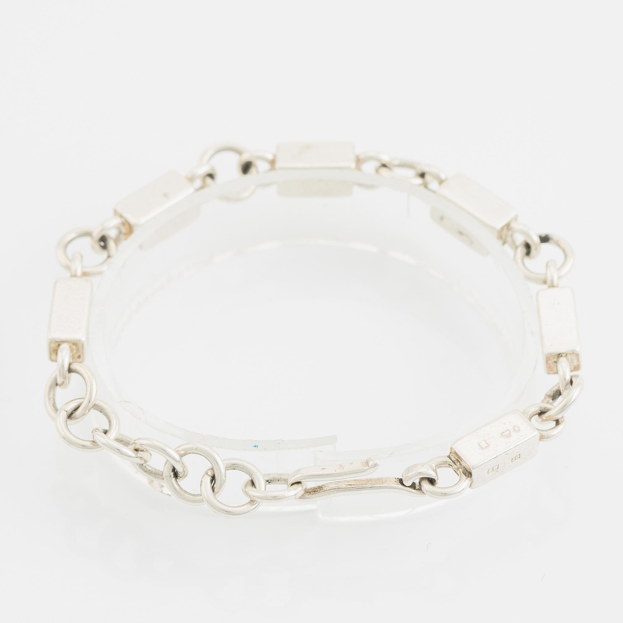 Wiwen Nilsson, armband, ring och stavkedja, silver.