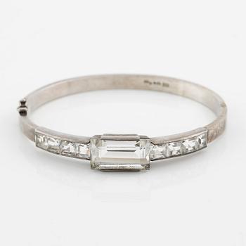 Bracelet silver with step-cut rock crystal, Stigbert.