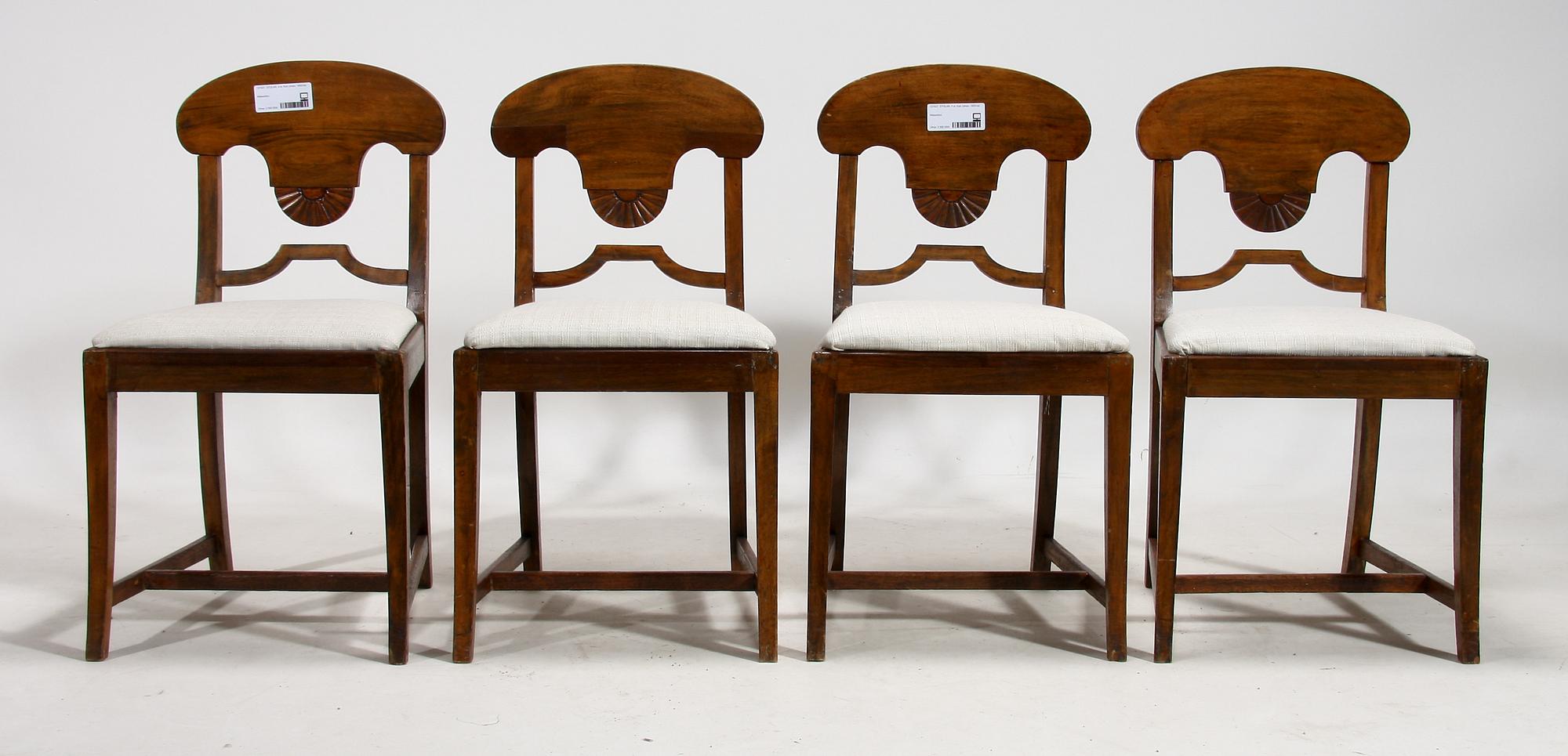STOLAR, 4 st. Karl Johan, provinstillverkade, 1800-talets första hälft.