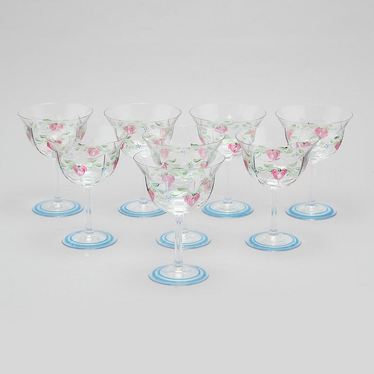 eight champage glasses, "Maja", Orrefors.