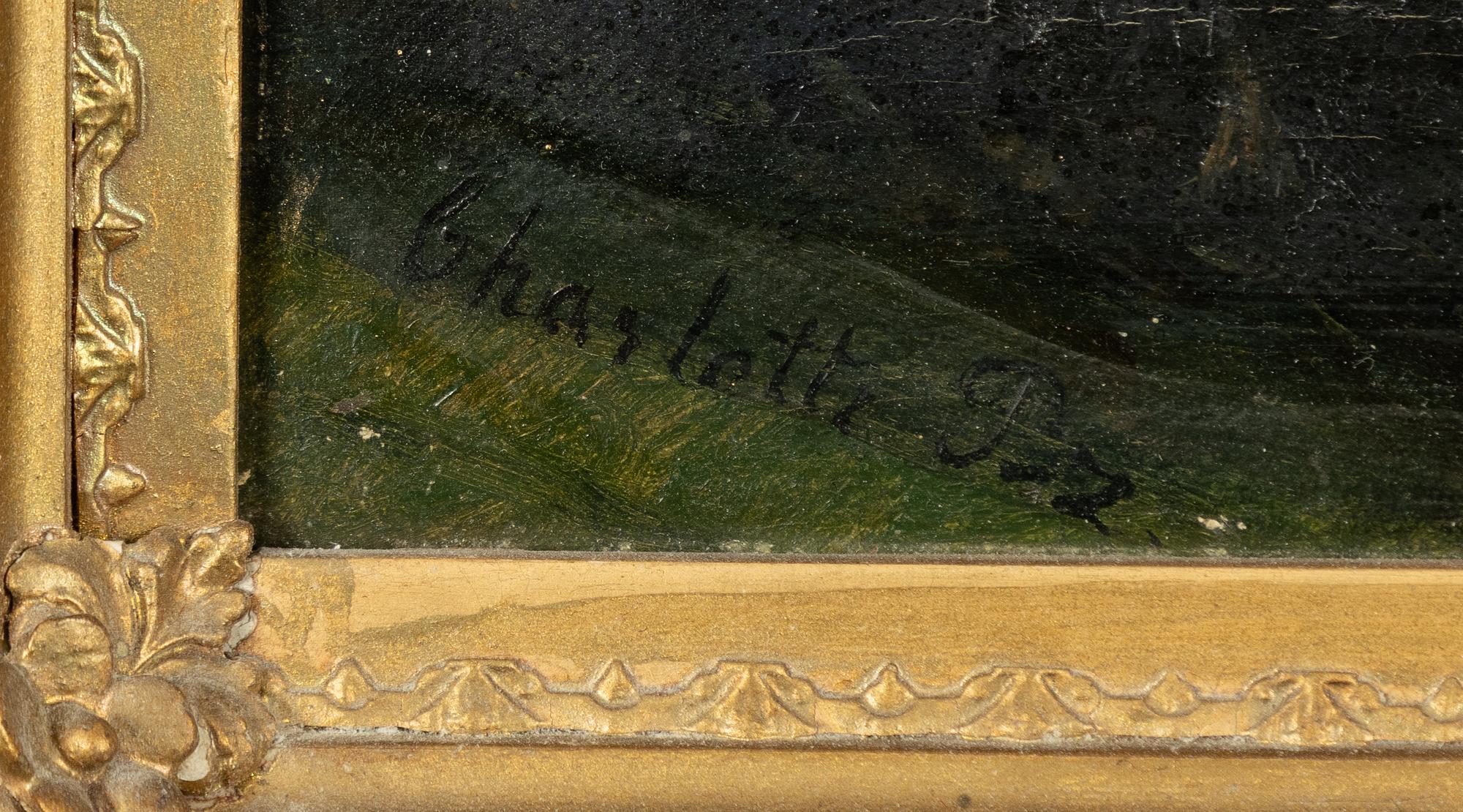 Swedish artist, around 1860. Landscape with steam locomotive.