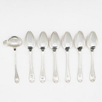 Johan Petter Grönvall, Table spoons, 6 pcs and a sauce spoon, Stockholm 1826-1827.