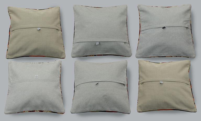 Kuddfodral, 6 st, Kelim, ca 45 x 45 cm.