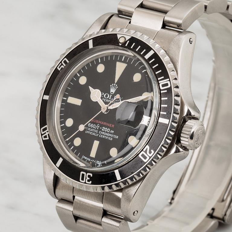 ROLEX, Oyster Perpetual Date, Submariner (660ft=200m, SWISS-T, Mark VI), Chronometer, "Red", wristwatch, 40 mm.