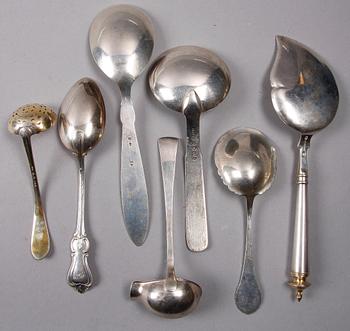 PARTI BESTICK, 15 st, silver, flertal mästare bla Gustaf Möllenborg, Sverige, Danmark 1800-1900-tal.