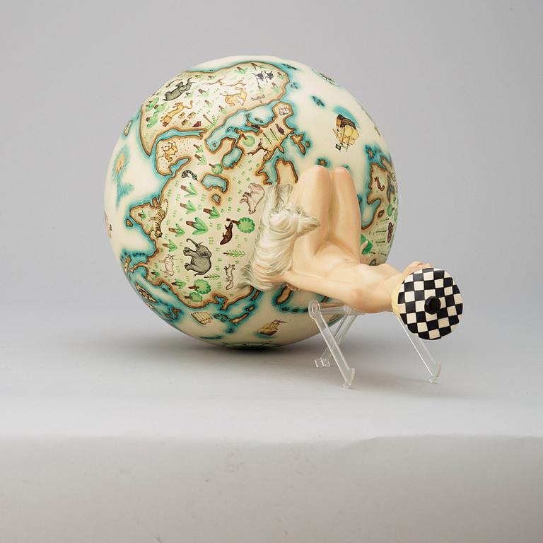 A Mario Sturani (decoration) & Helen König Scavini (form) 'Sul Mondo' glazed earthenware figure, Lenci, Italy 1930's.