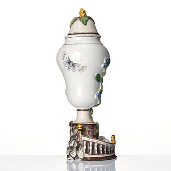 A Swedish Marieberg faience vase with cover, 18th century.