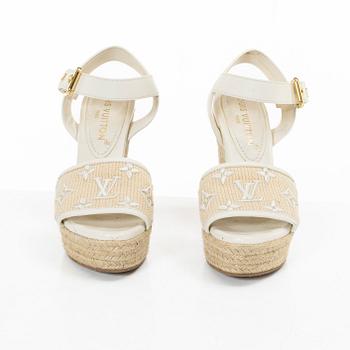 Louis Vuitton, sandals, "Helios Wedge Espadrille", size 37.