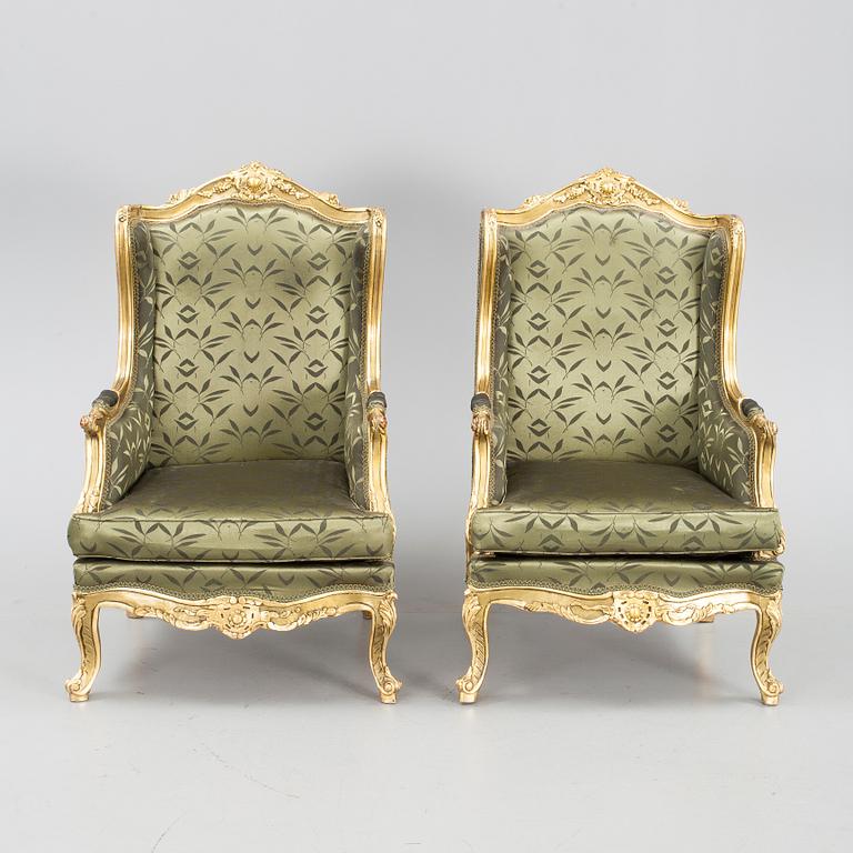 FÅTÖLJER, ett par, rokokostil, 1900/2000-tal.