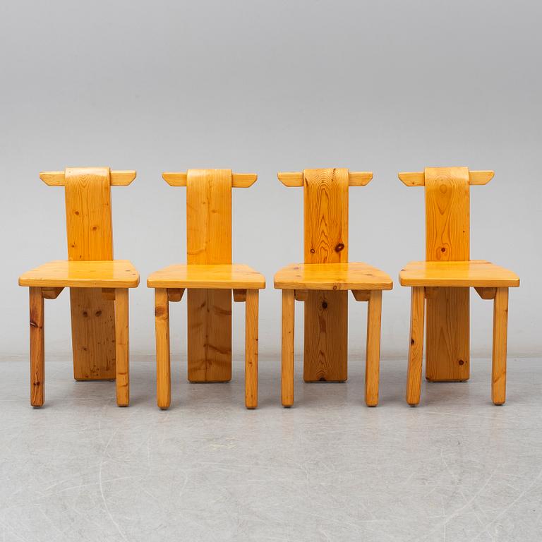 A set of four pinewood chairs, late 20th Century.