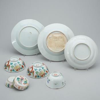 PARTI PORSLIN, 9 delar, Kina, 1700-1900-tal.